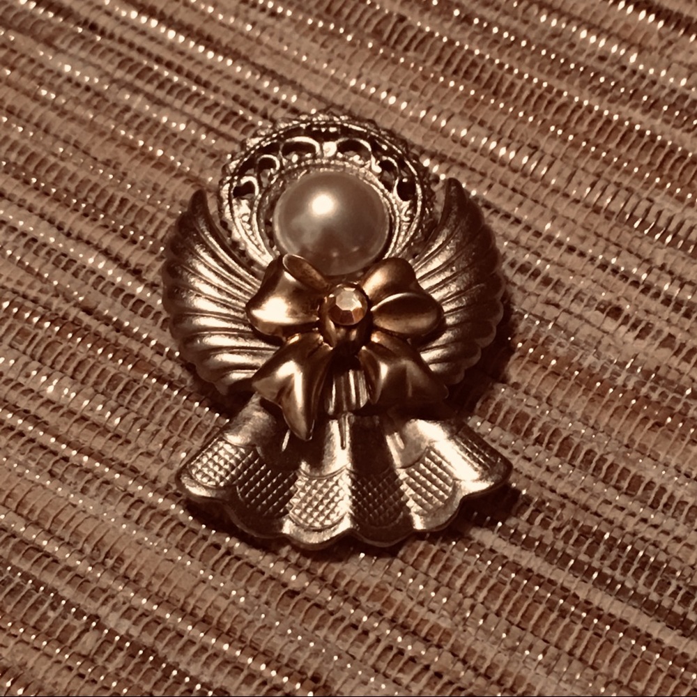 Vintage Jac Win Design Silver-tone Angel Brooch